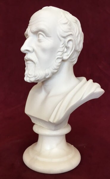 Bust of Hippocrates Father of Medicine Sculpture Side View Head